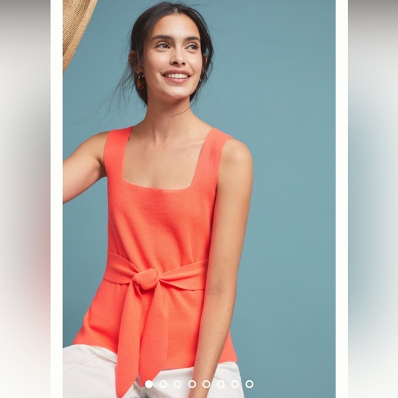 Anthropologie Neon Coral Sweater Multi-Way Tie Tank Small - Picture 1 of 7